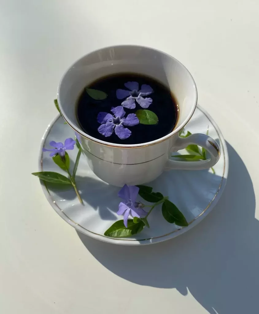 Tasse de thé avec fleurs